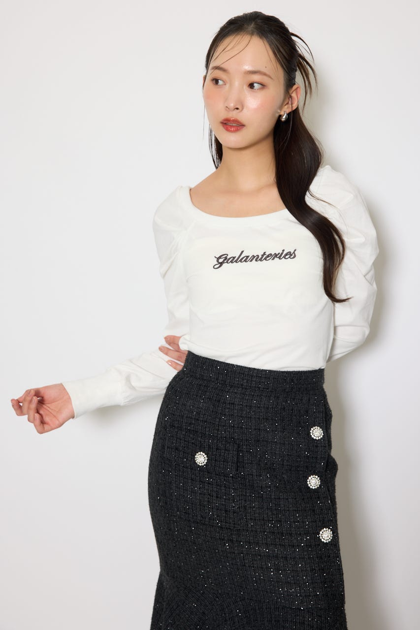 オフショルカットロングTシャツ WHT FREE