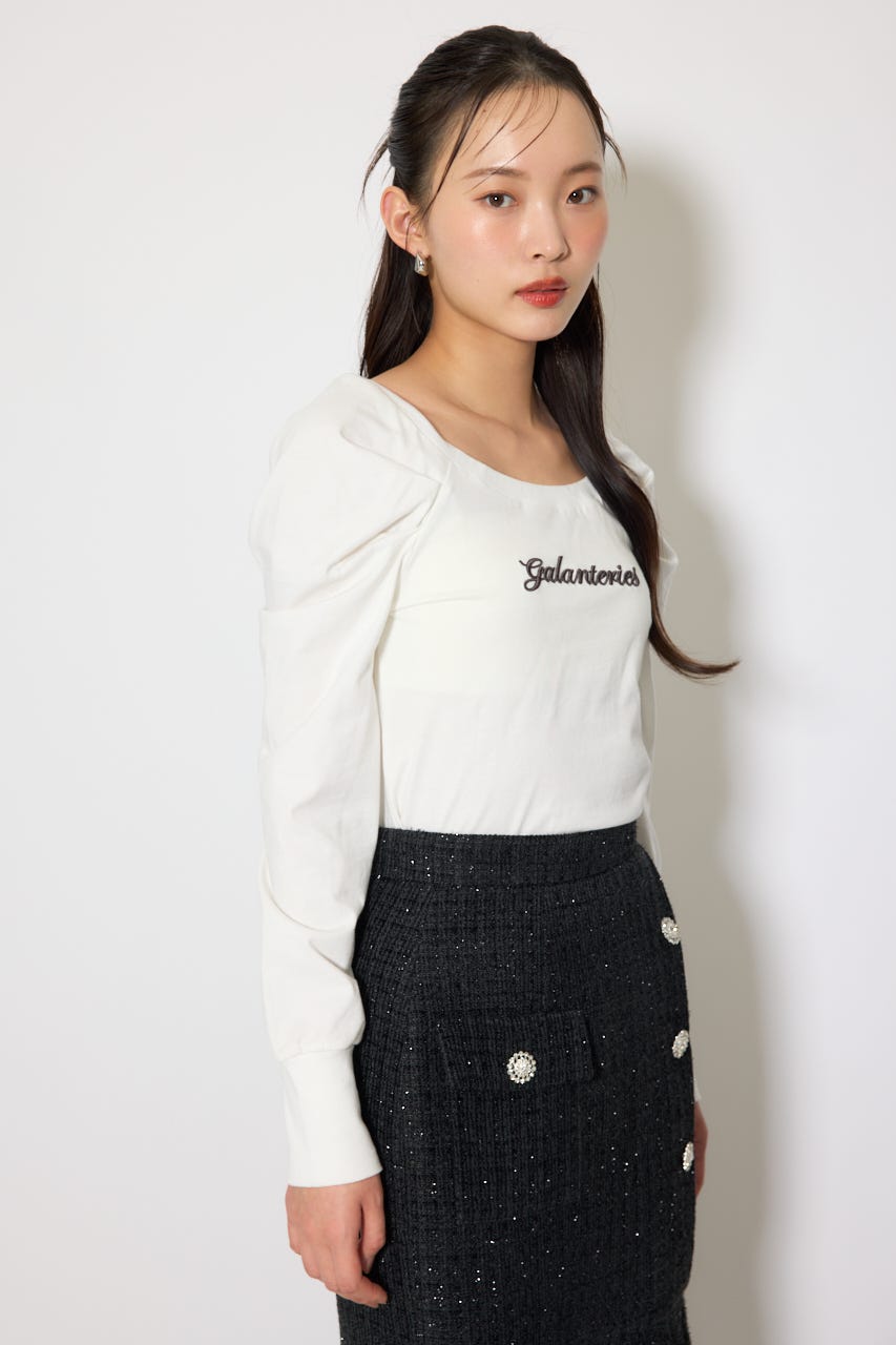 オフショルカットロングTシャツ WHT FREE