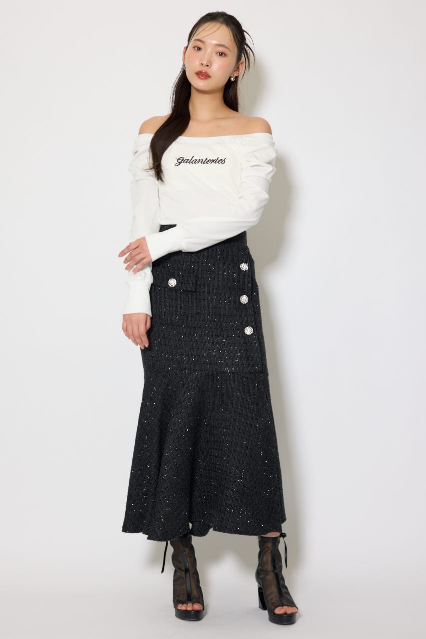 オフショルカットロングTシャツ WHT FREE