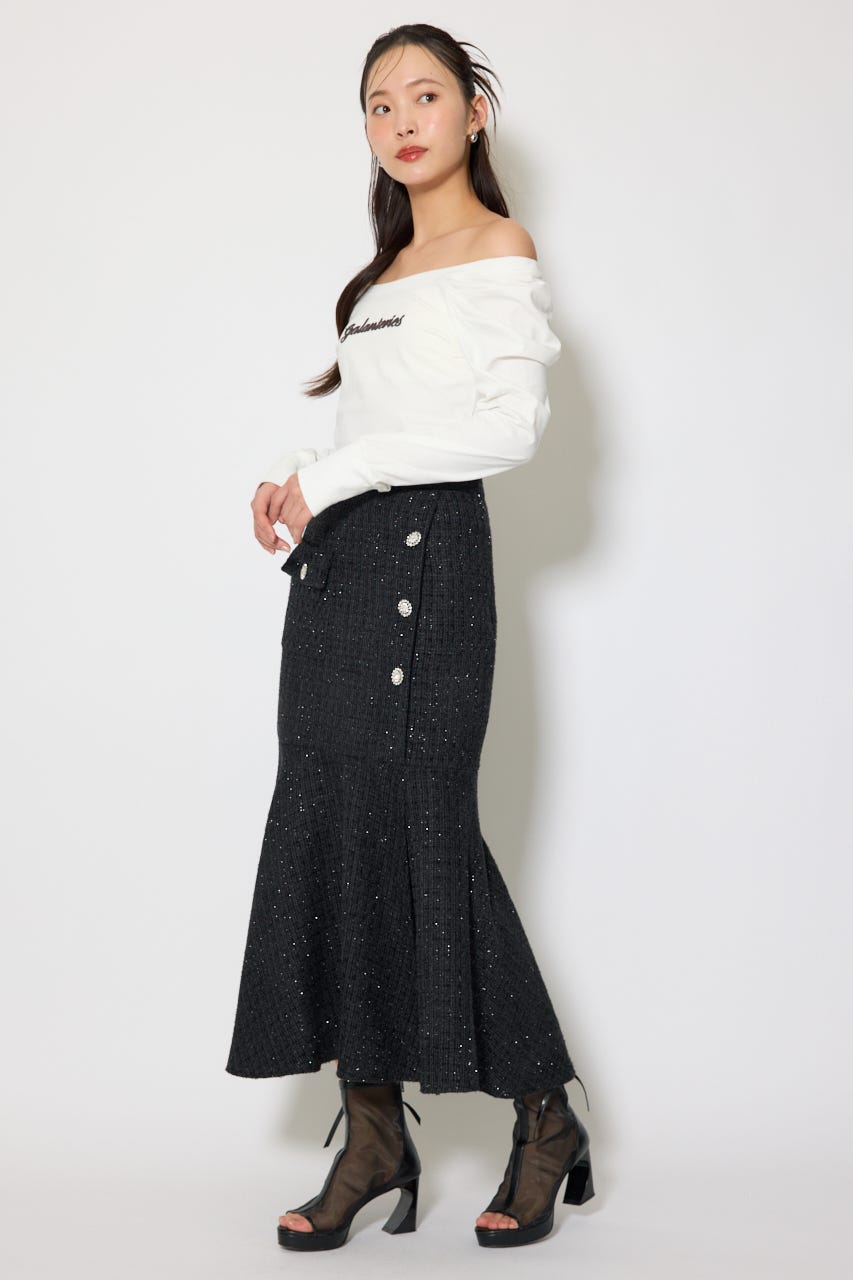 オフショルカットロングTシャツ WHT FREE