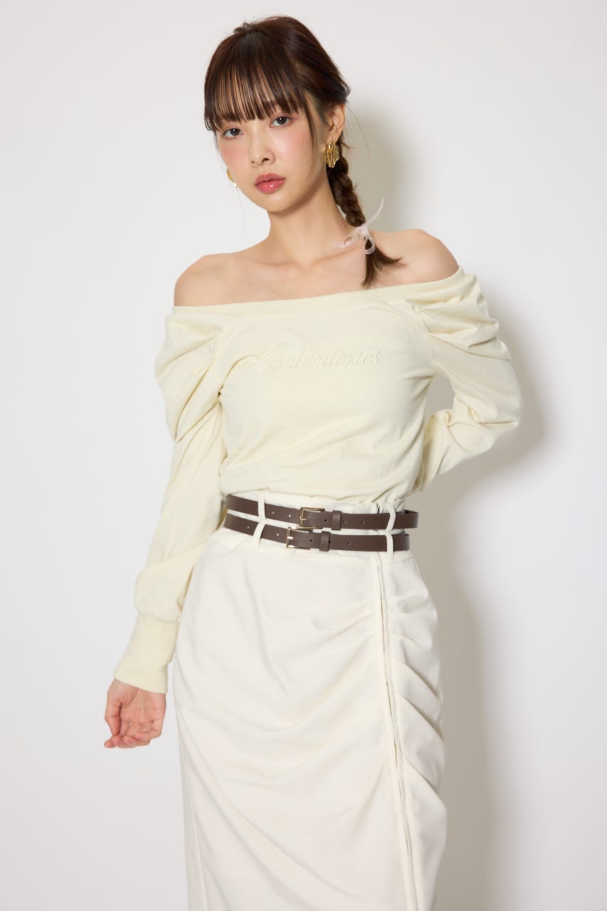 オフショルカットロングTシャツ YEL FREE