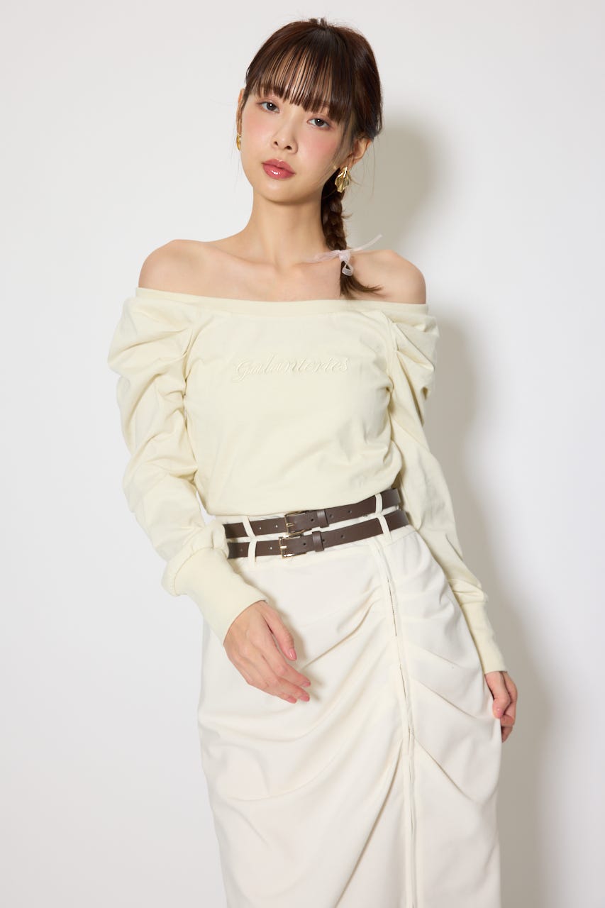 オフショルカットロングTシャツ YEL FREE