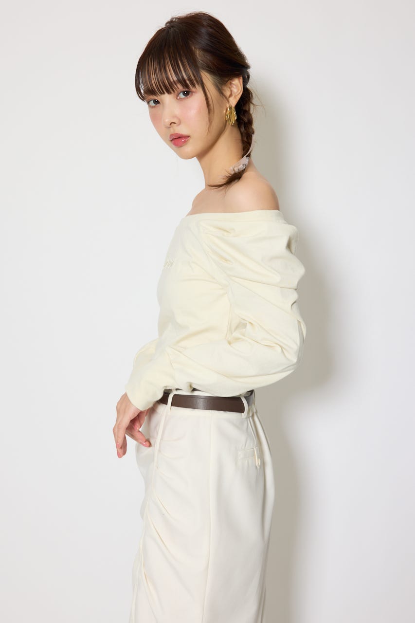 オフショルカットロングTシャツ YEL FREE