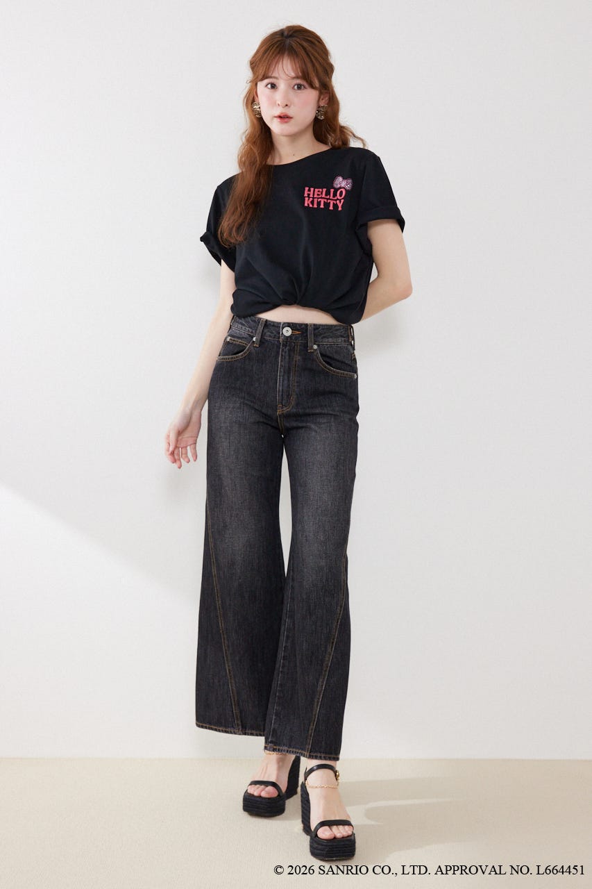 【HELLO KITTY】ビッグTシャツ BLK FREE
