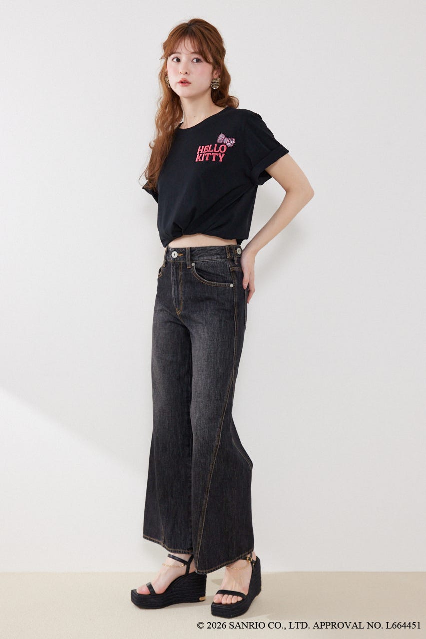 【HELLO KITTY】ビッグTシャツ BLK FREE