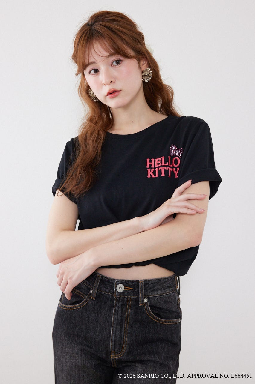 【HELLO KITTY】ビッグTシャツ BLK FREE