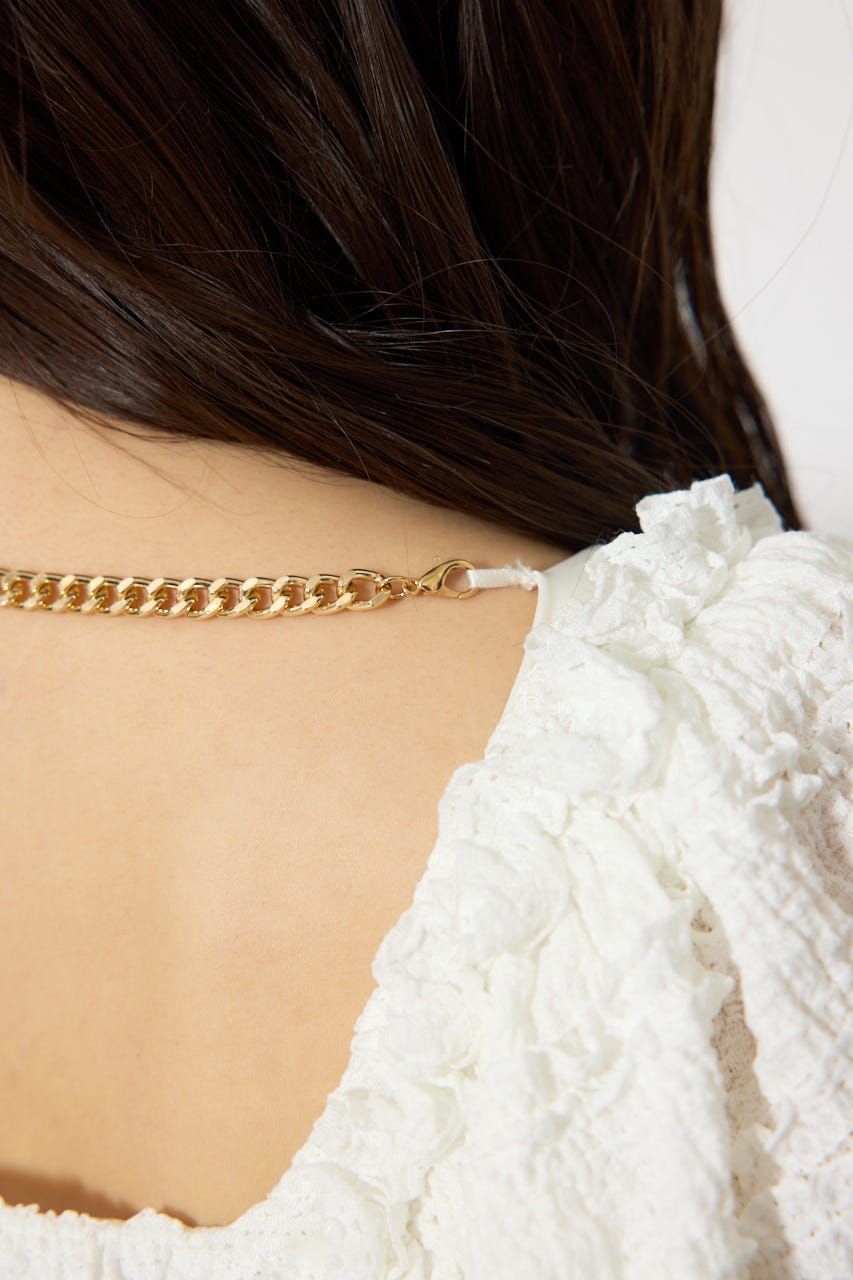 ショルダーフリルカットミニワンピース WHT M