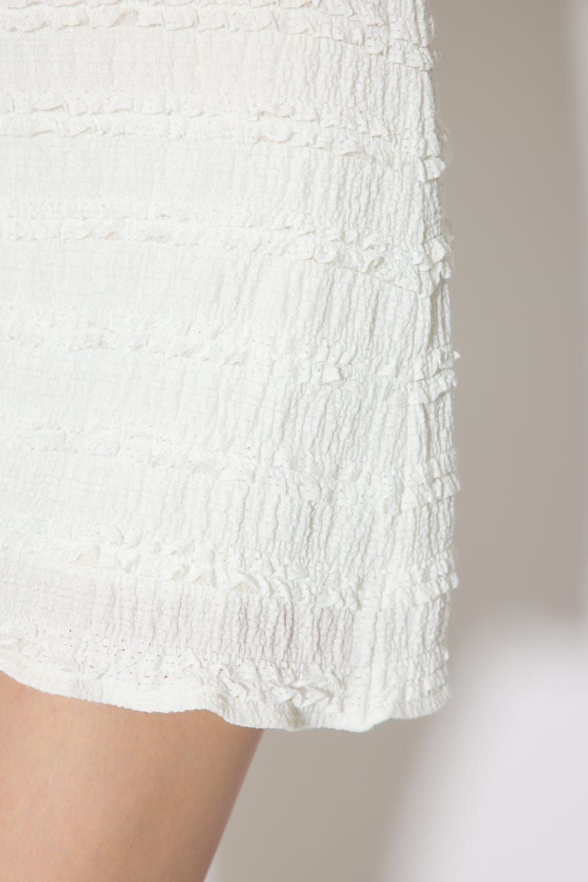 ショルダーフリルカットミニワンピース WHT M