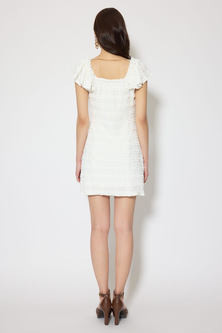 ショルダーフリルカットミニワンピース WHT M