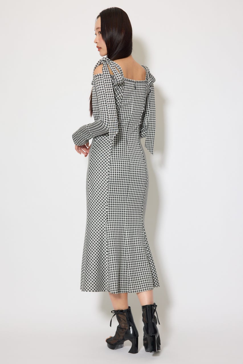 ギンガムチェックカットワンピース 柄BLK M