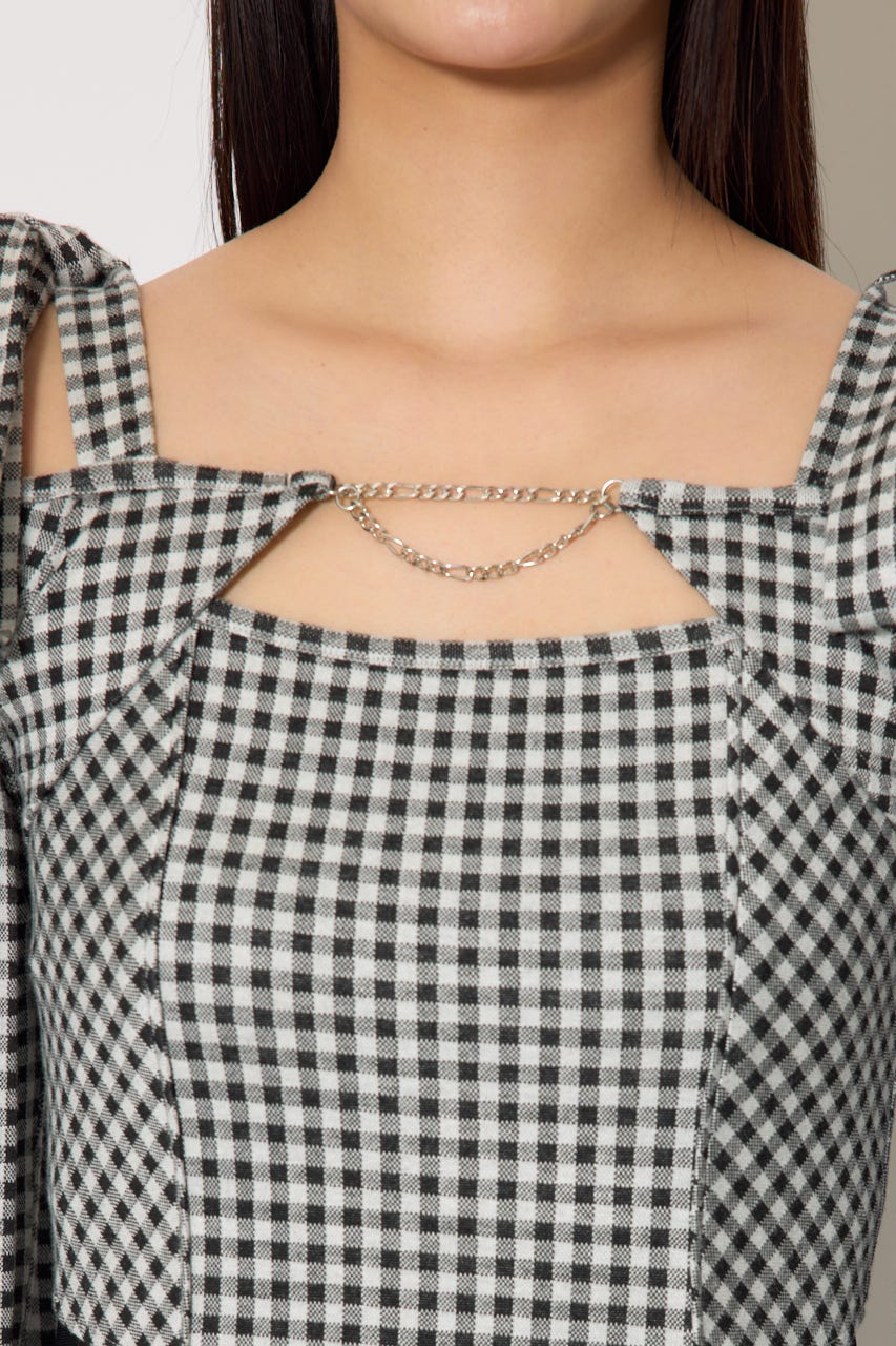 ギンガムチェックカットワンピース 柄BLK M