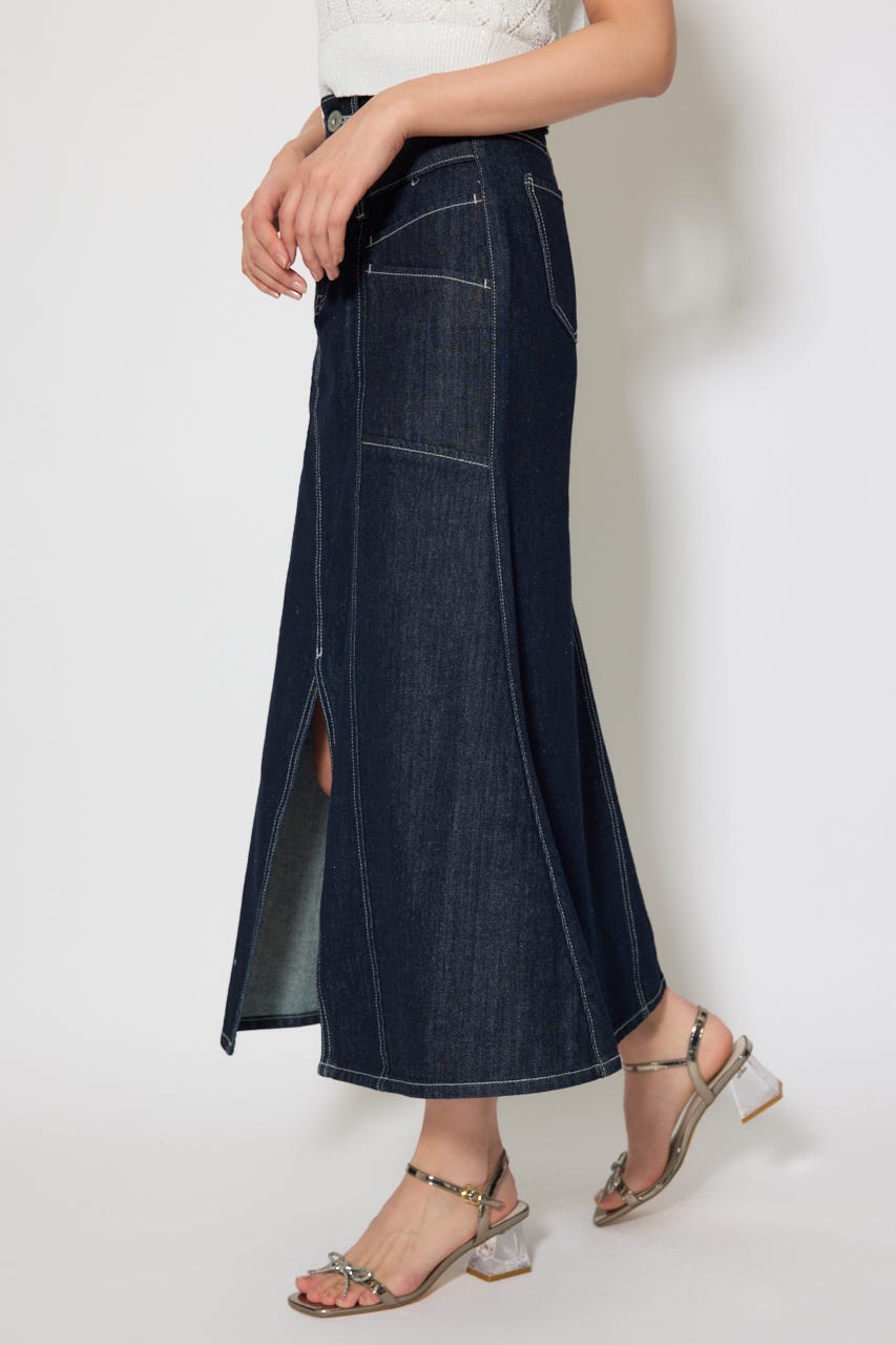 ダブルベルトマーメイドデニムスカート D/BLU S