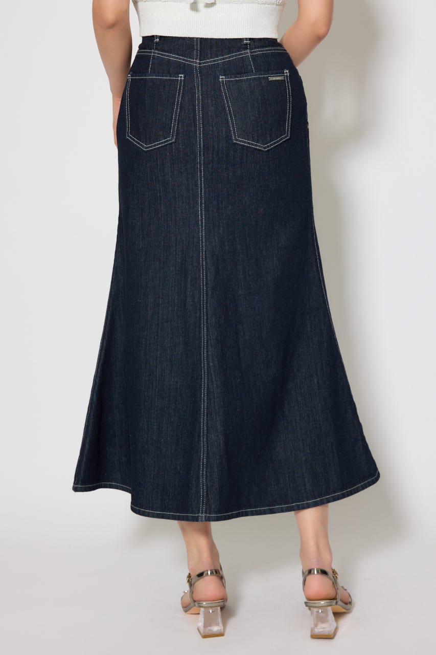 ダブルベルトマーメイドデニムスカート D/BLU S