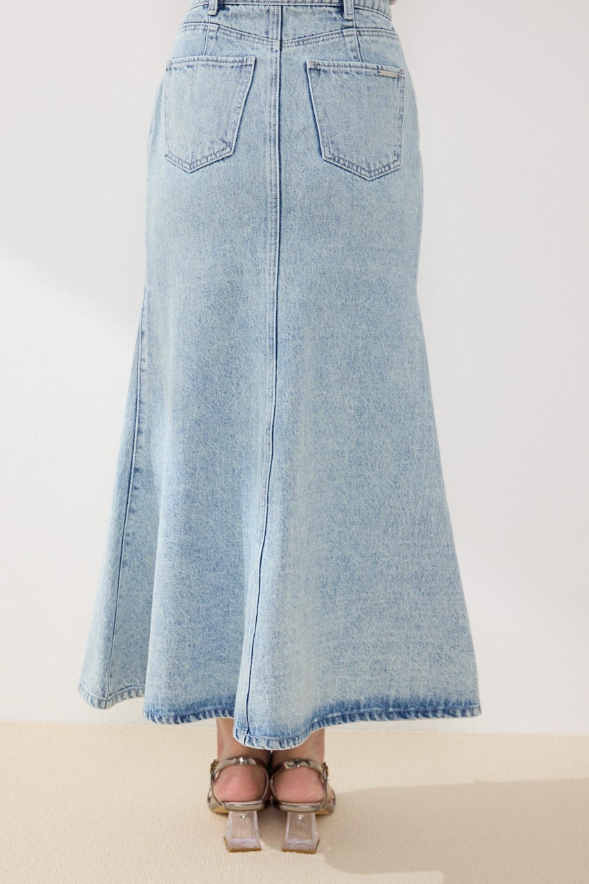 【GirlsAward着用アイテム】ダブルベルトマーメイドデニムスカート L/BLU XS