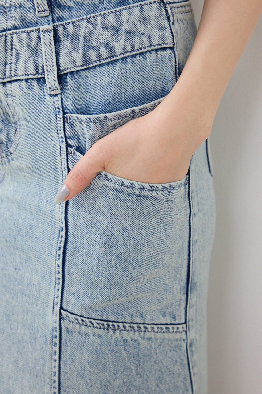 【GirlsAward着用アイテム】ダブルベルトマーメイドデニムスカート L/BLU XS