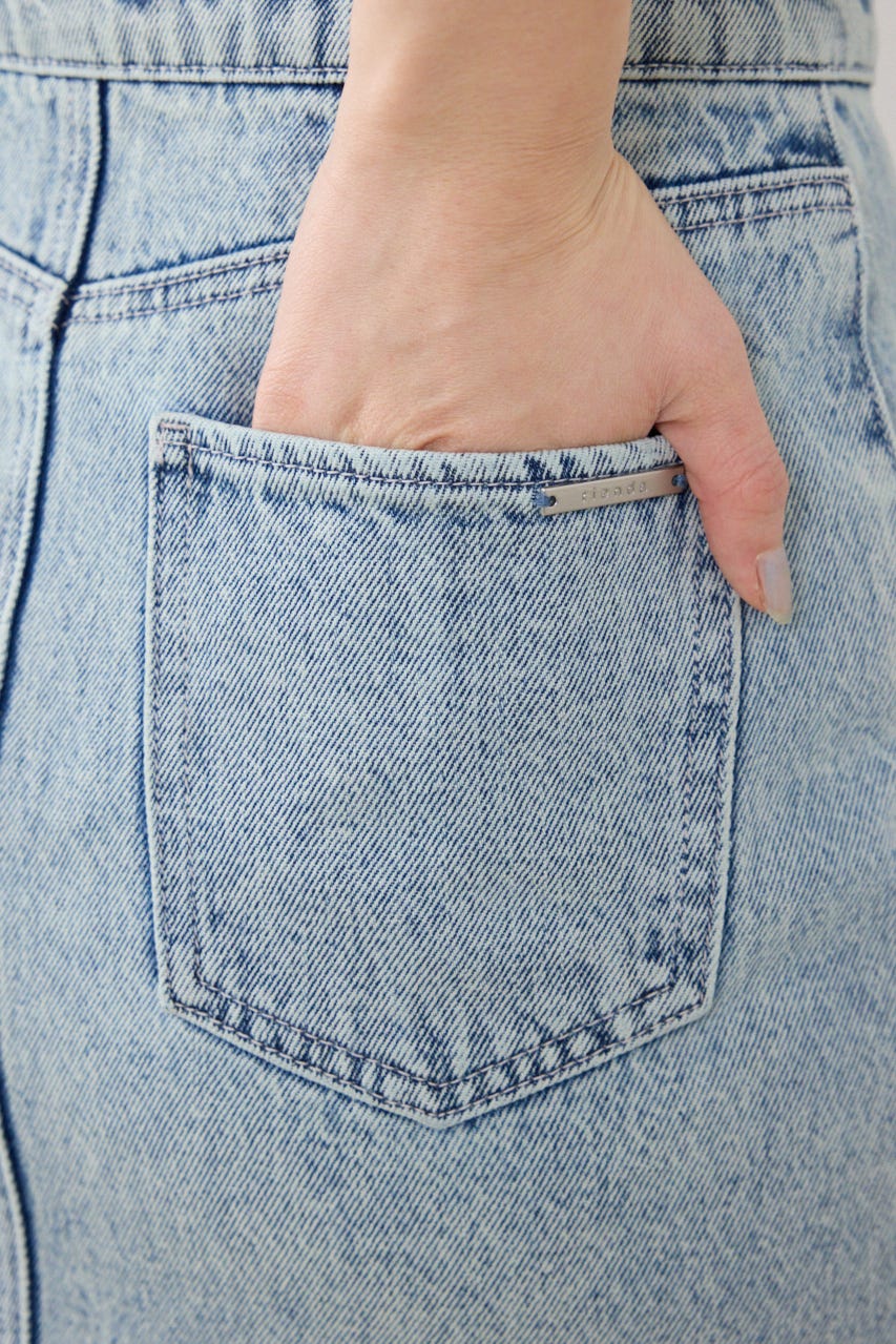 【GirlsAward着用アイテム】ダブルベルトマーメイドデニムスカート L/BLU XS