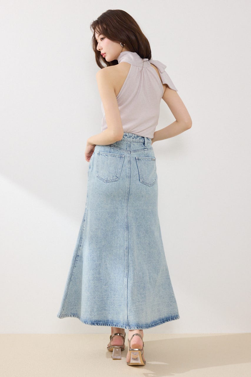 【GirlsAward着用アイテム】ダブルベルトマーメイドデニムスカート L/BLU XS