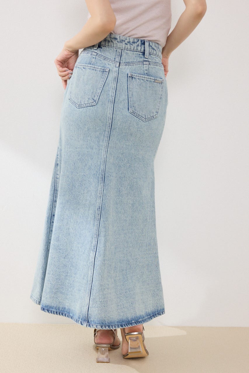 【GirlsAward着用アイテム】ダブルベルトマーメイドデニムスカート L/BLU XS