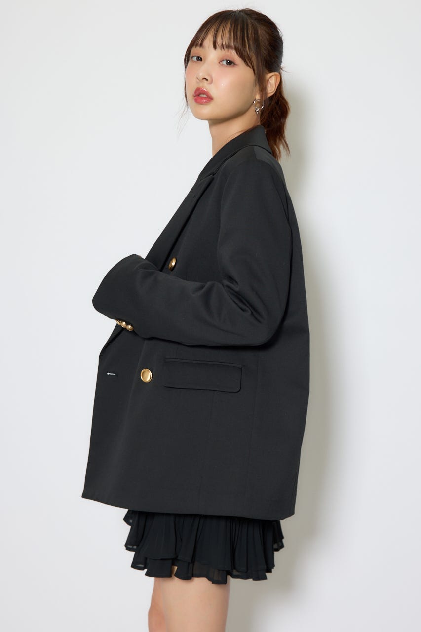 【1/25(日)23:59までSS先行予約会対象アイテム】ピークドラペルダブルテーラードジャケット BLK FREE