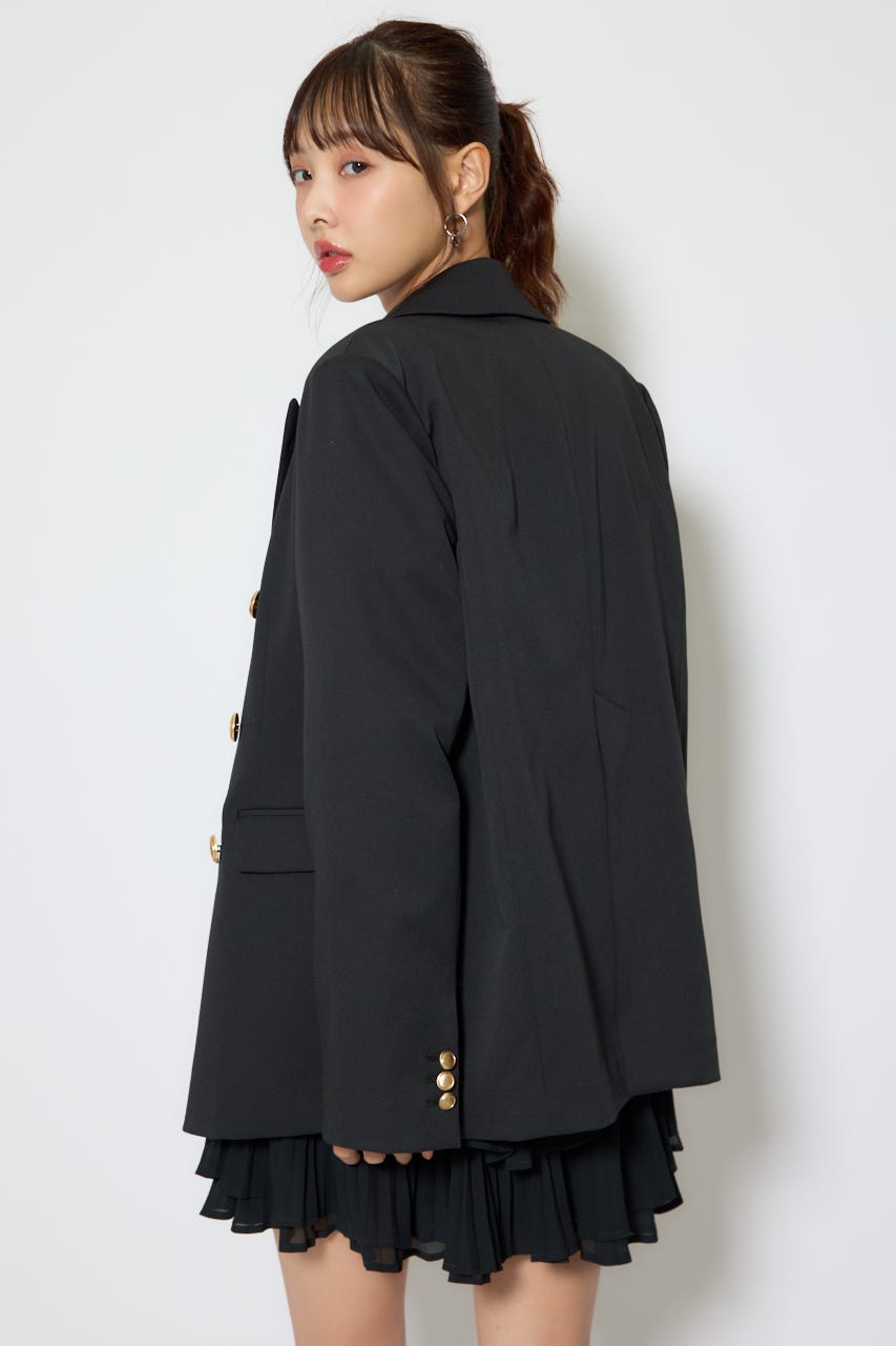 【1/25(日)23:59までSS先行予約会対象アイテム】ピークドラペルダブルテーラードジャケット BLK FREE