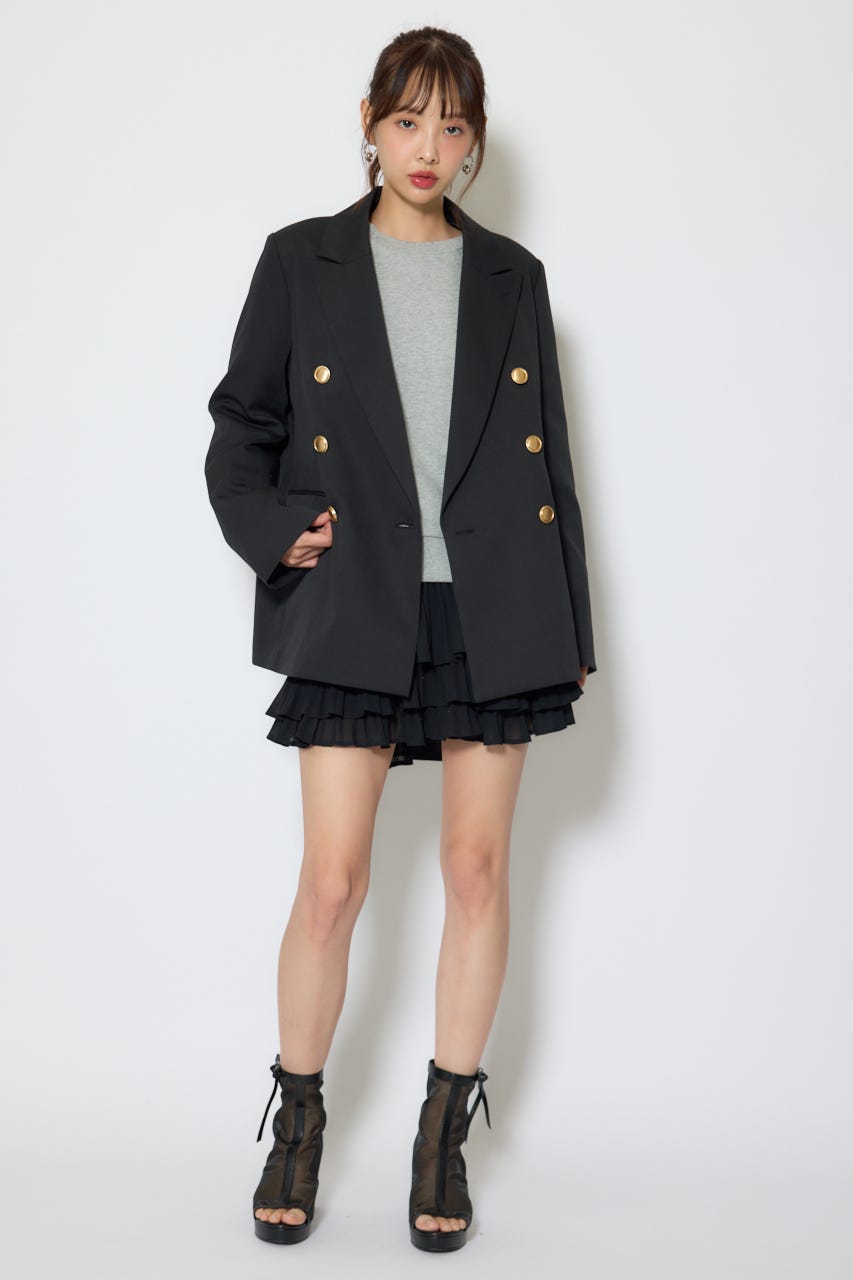 【1/25(日)23:59までSS先行予約会対象アイテム】ピークドラペルダブルテーラードジャケット BLK FREE
