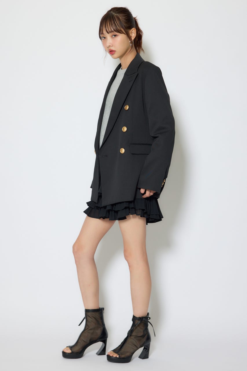 【1/25(日)23:59までSS先行予約会対象アイテム】ピークドラペルダブルテーラードジャケット BLK FREE