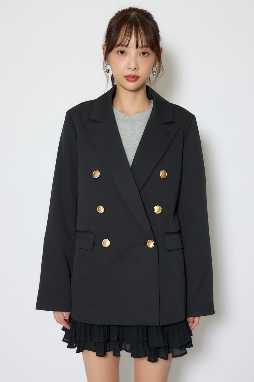 【1/25(日)23:59までSS先行予約会対象アイテム】ピークドラペルダブルテーラードジャケット BLK FREE
