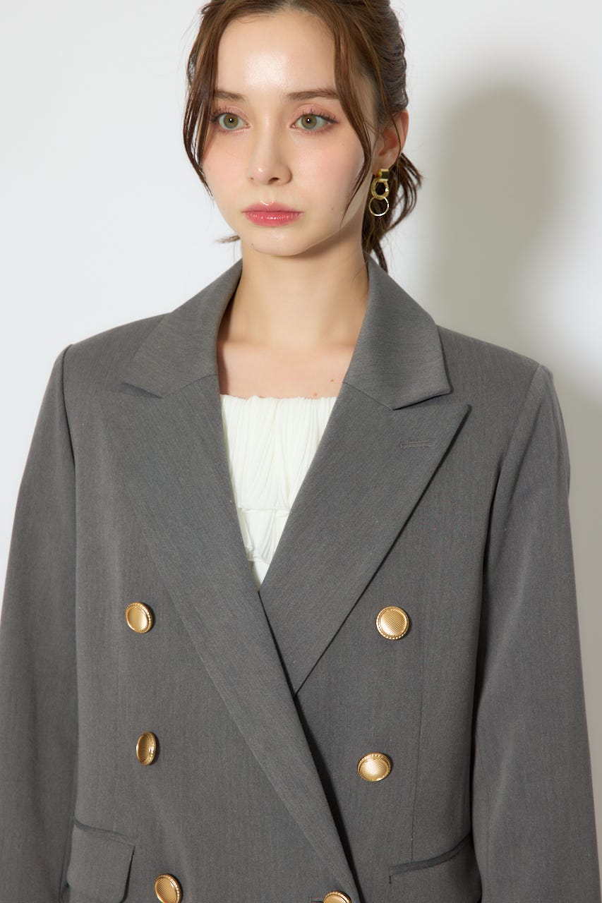 【1/25(日)23:59までSS先行予約会対象アイテム】ピークドラペルダブルテーラードジャケット GRY FREE