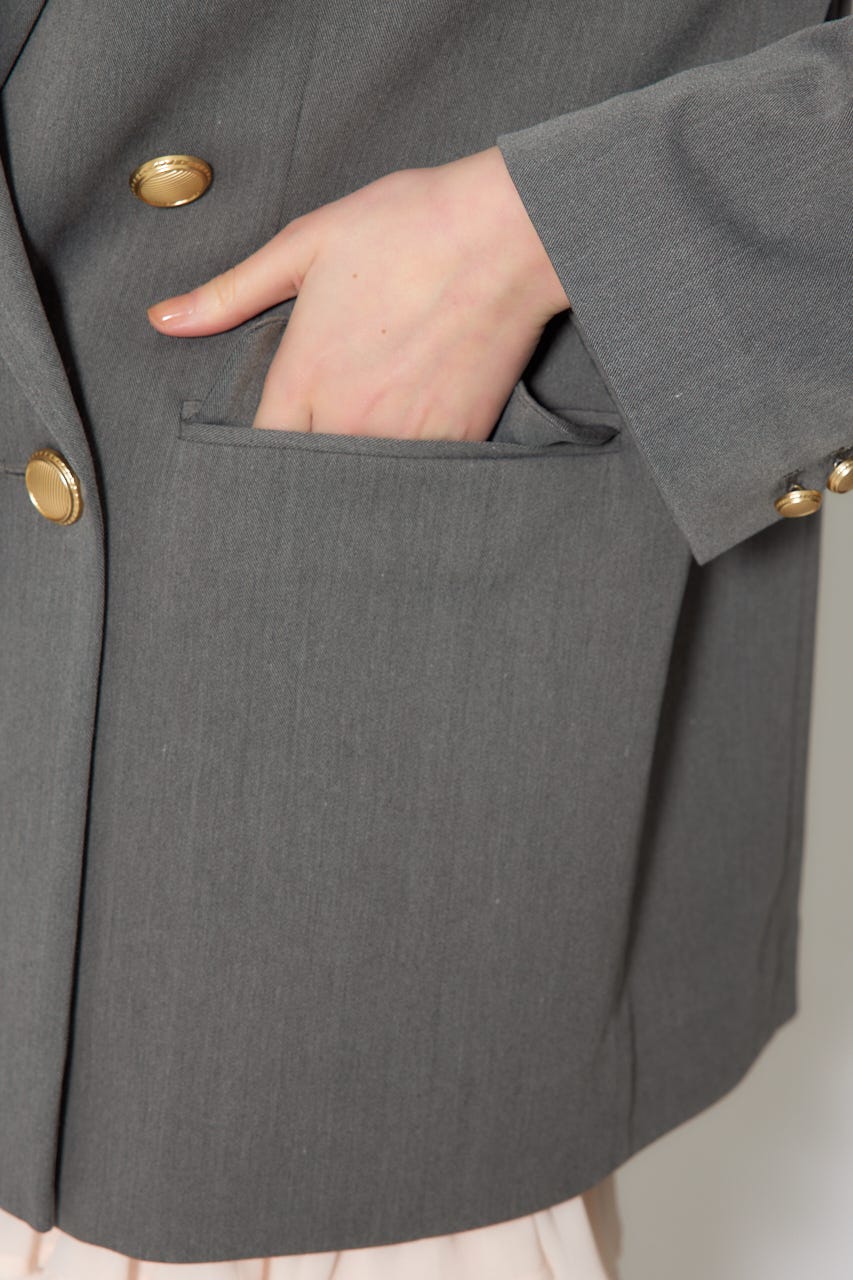 【1/25(日)23:59までSS先行予約会対象アイテム】ピークドラペルダブルテーラードジャケット GRY FREE