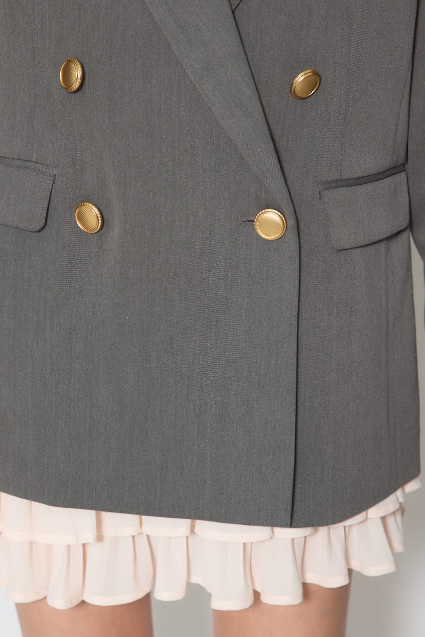 【1/25(日)23:59までSS先行予約会対象アイテム】ピークドラペルダブルテーラードジャケット GRY FREE