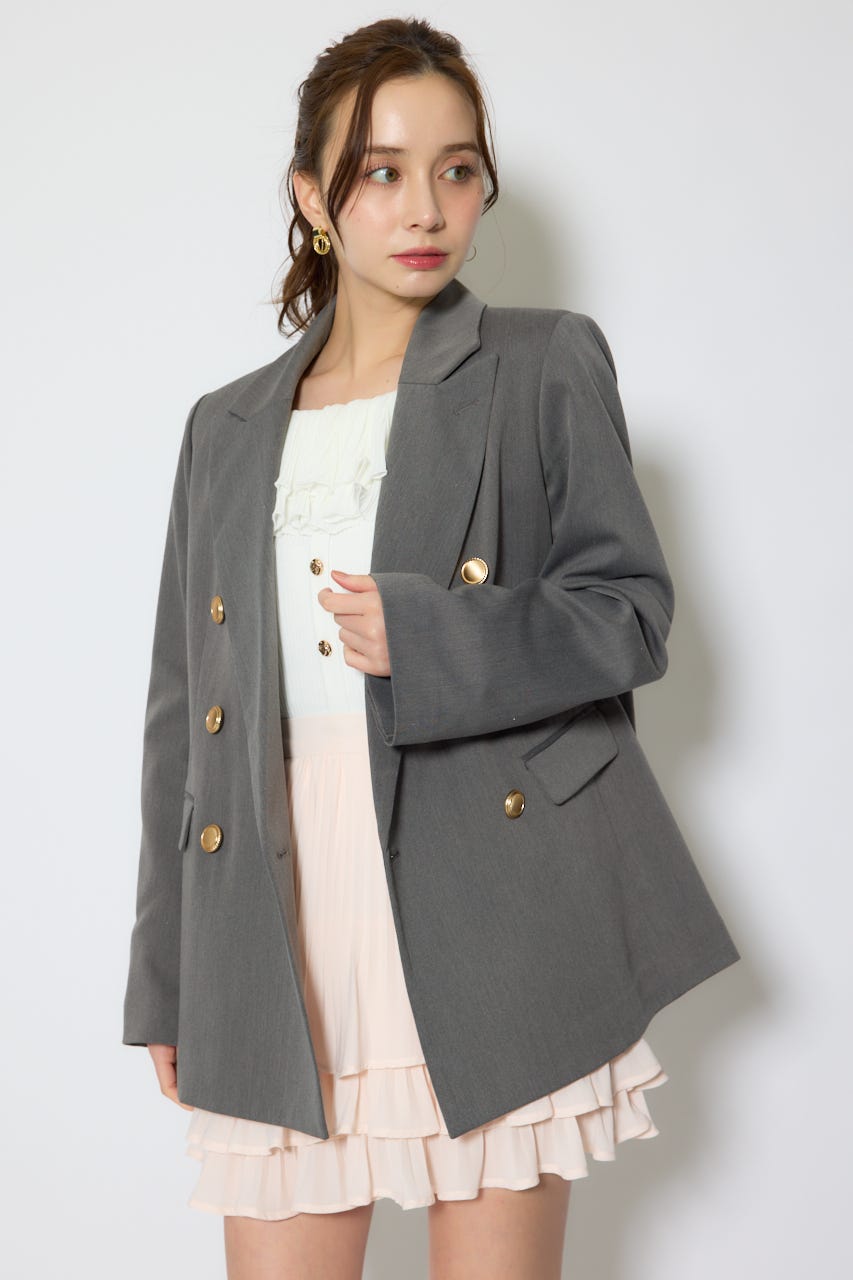 【1/25(日)23:59までSS先行予約会対象アイテム】ピークドラペルダブルテーラードジャケット GRY FREE