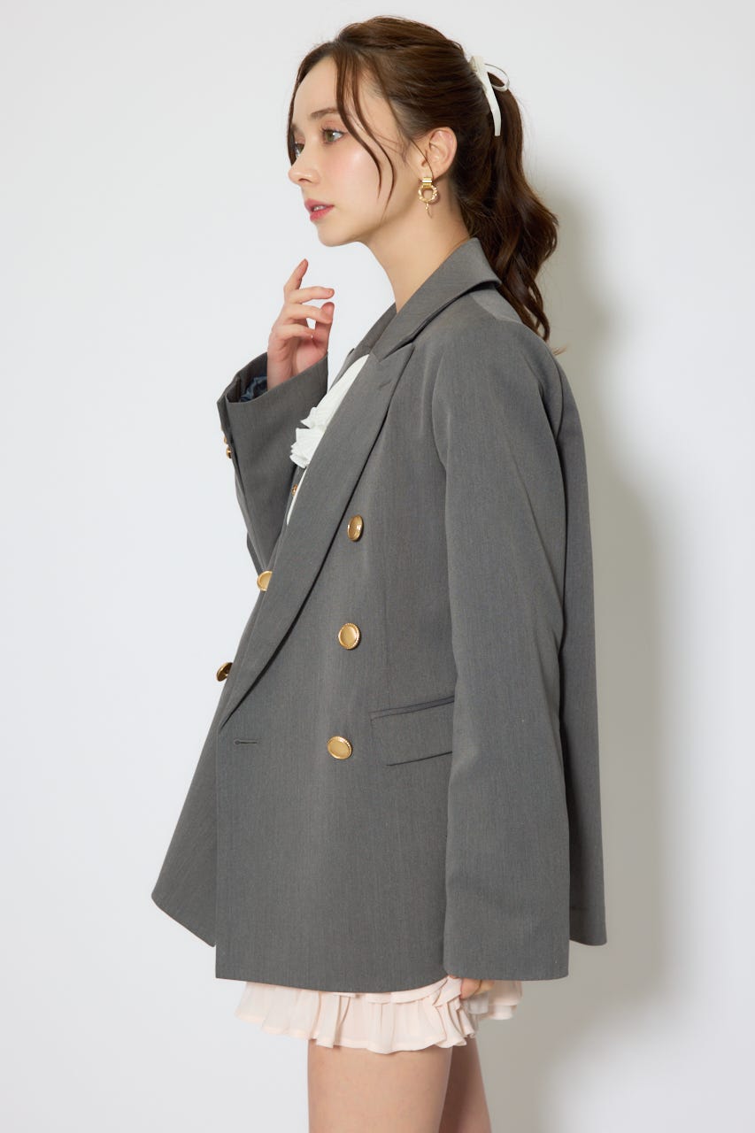 【1/25(日)23:59までSS先行予約会対象アイテム】ピークドラペルダブルテーラードジャケット GRY FREE