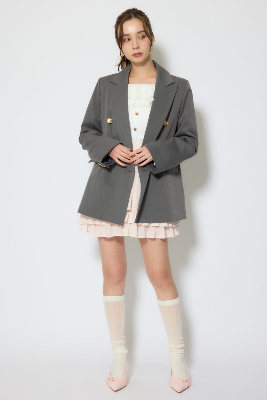【1/25(日)23:59までSS先行予約会対象アイテム】ピークドラペルダブルテーラードジャケット GRY FREE