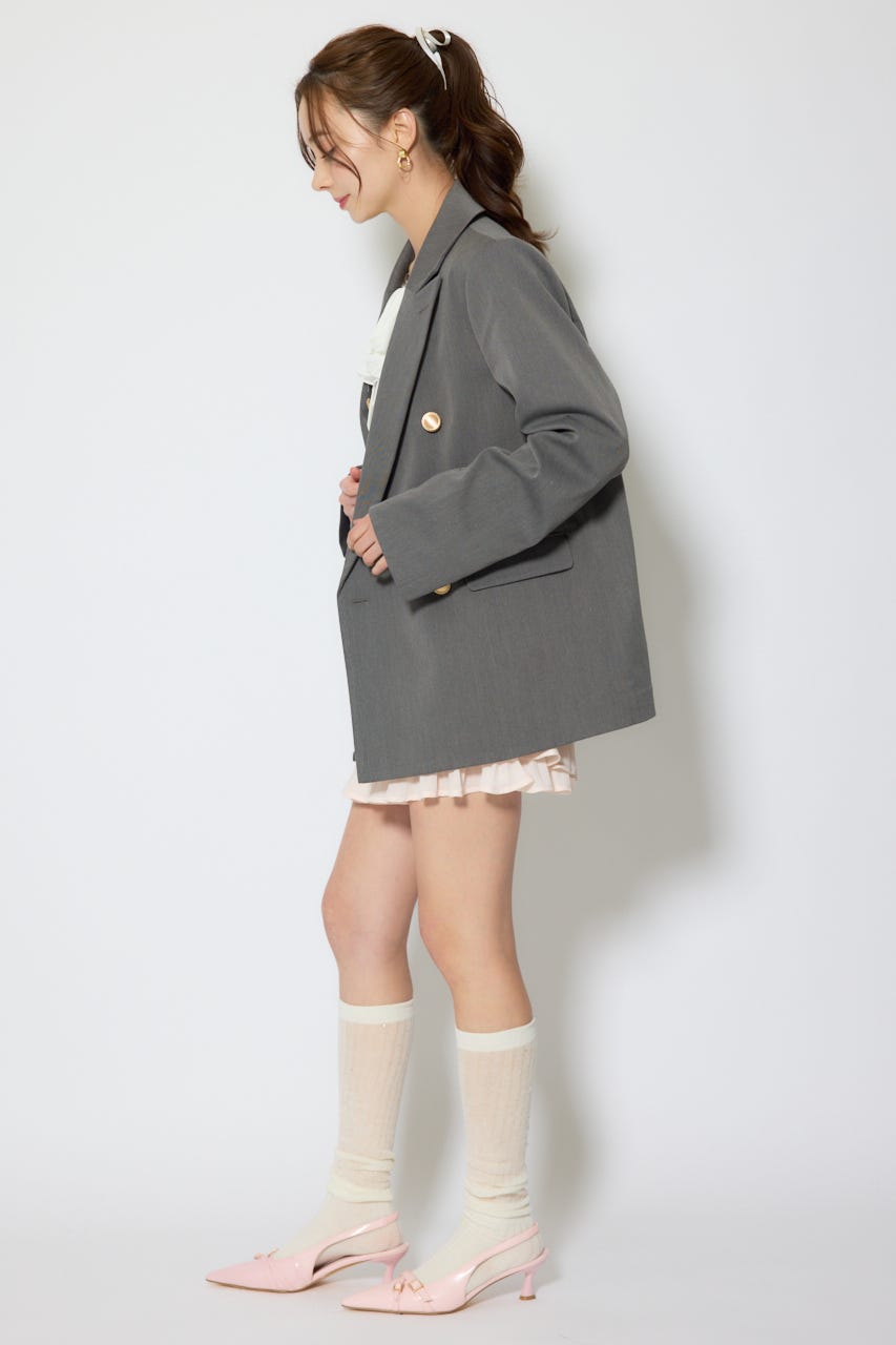 【1/25(日)23:59までSS先行予約会対象アイテム】ピークドラペルダブルテーラードジャケット GRY FREE