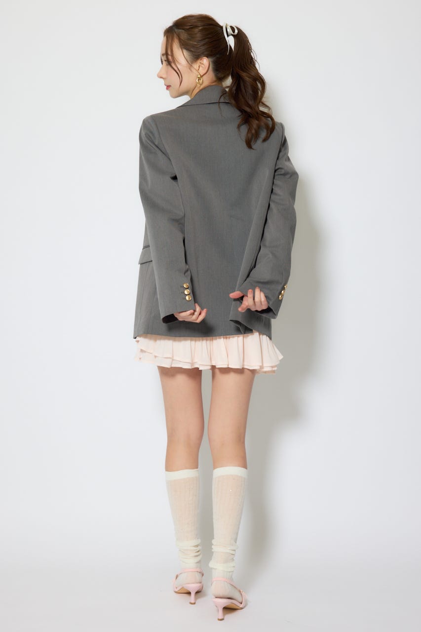 【1/25(日)23:59までSS先行予約会対象アイテム】ピークドラペルダブルテーラードジャケット GRY FREE