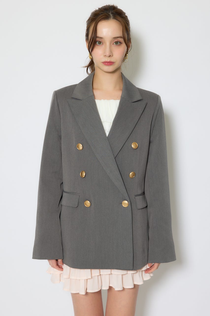 【1/25(日)23:59までSS先行予約会対象アイテム】ピークドラペルダブルテーラードジャケット GRY FREE