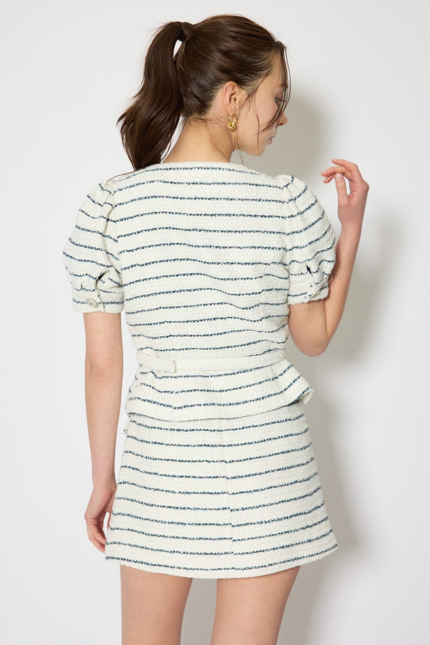 ノーカラーツイードペプラムジャケット Multi_1 S