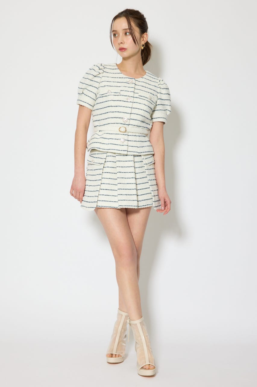 ノーカラーツイードペプラムジャケット Multi_1 S