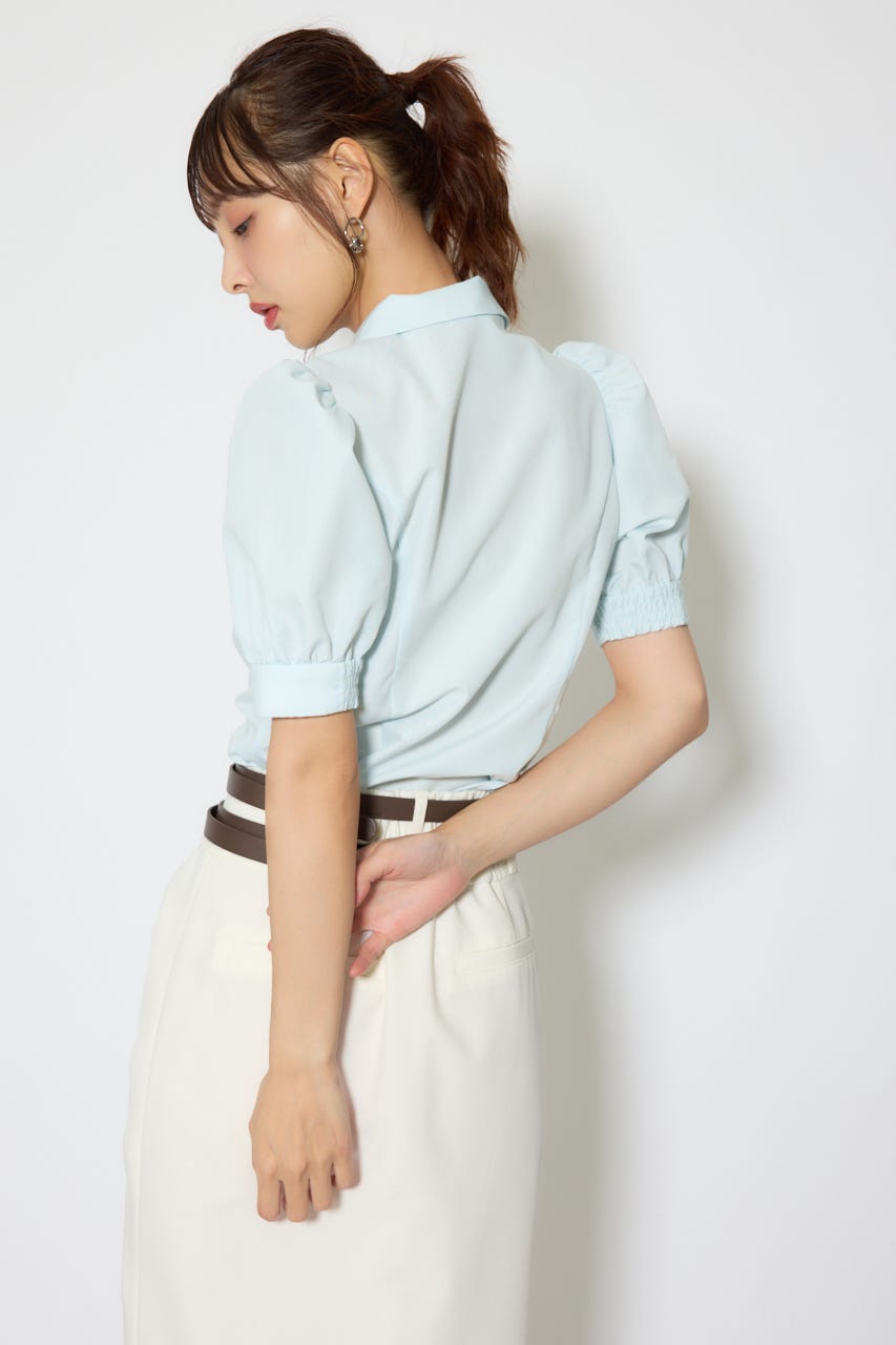 【森香澄さん着用】スカーフ付きハーフスリーブブラウス BLU FREE