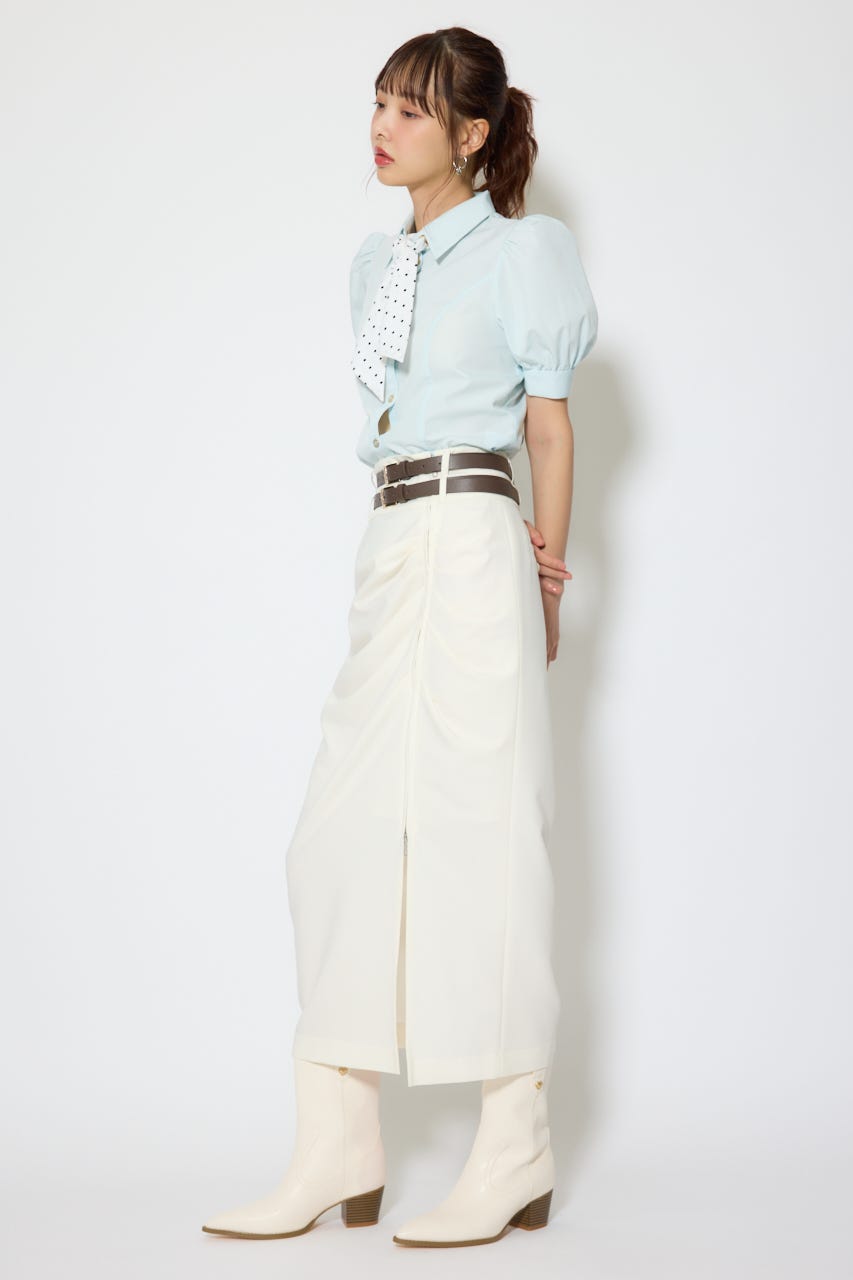【森香澄さん着用】スカーフ付きハーフスリーブブラウス BLU FREE