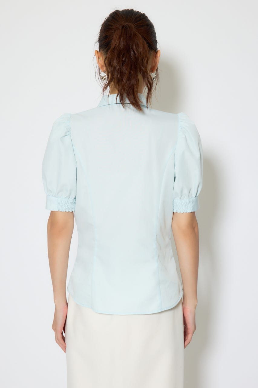 【森香澄さん着用】スカーフ付きハーフスリーブブラウス BLU FREE