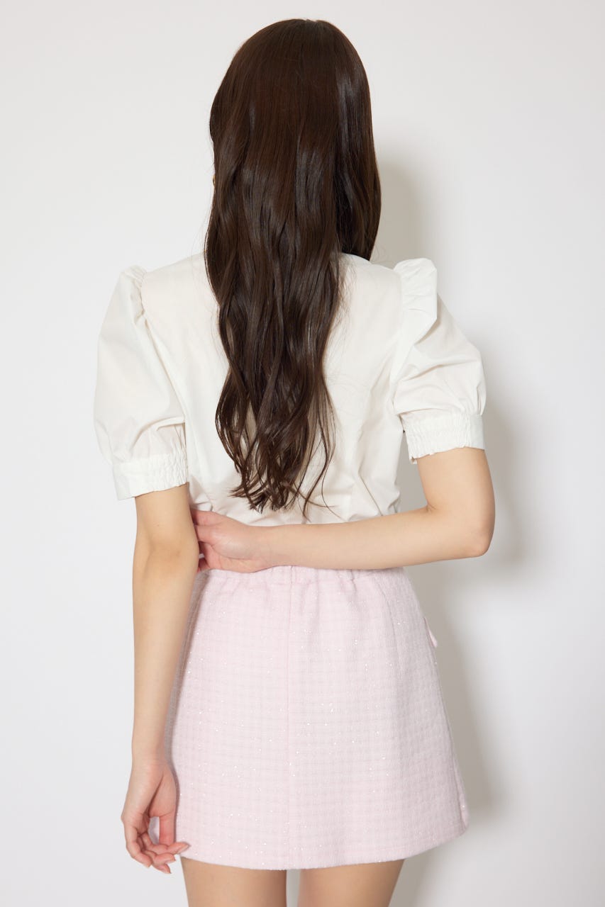 【森香澄さん着用】スカーフ付きハーフスリーブブラウス WHT FREE