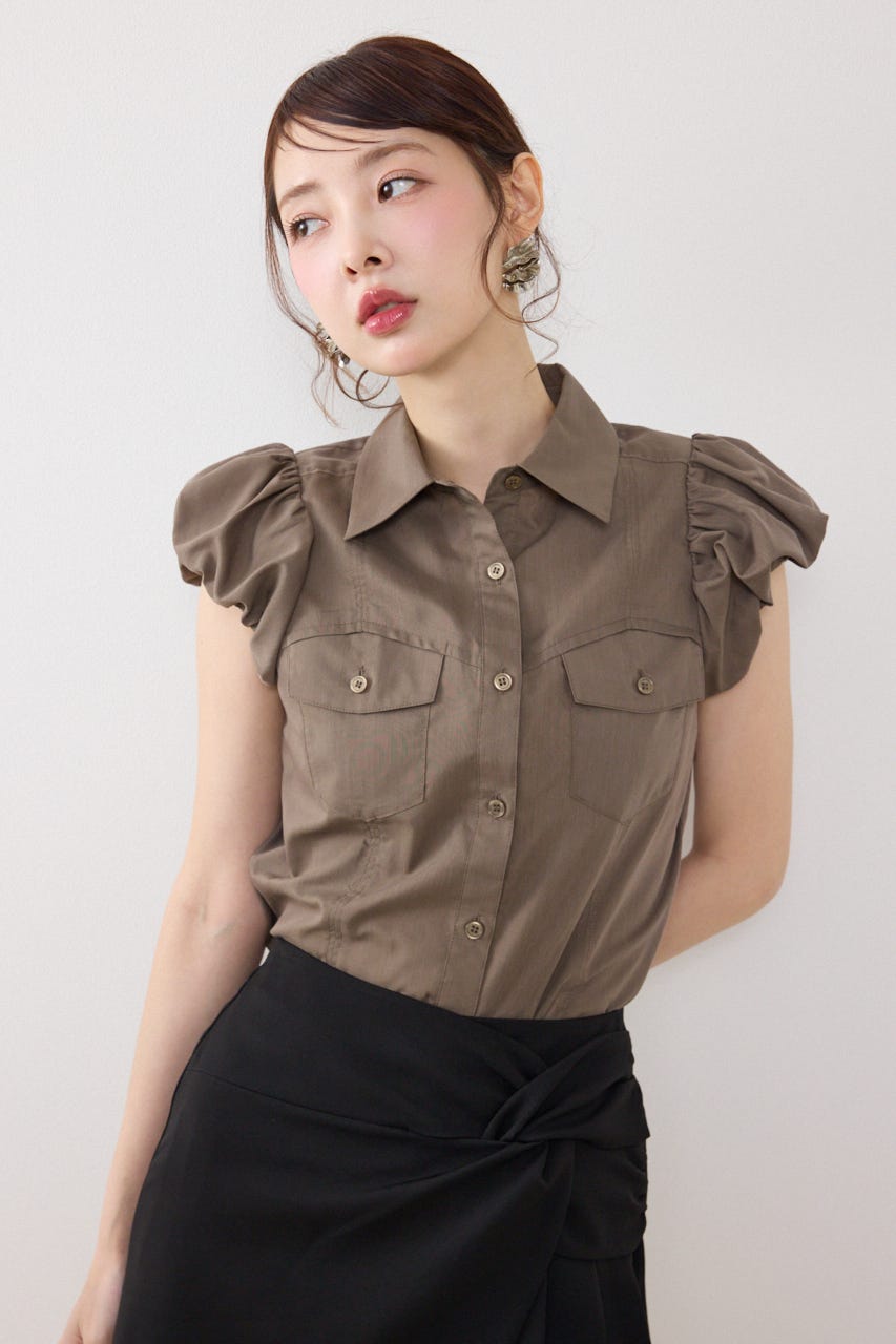 バルーンスリーブポケットブラウス KHA FREE