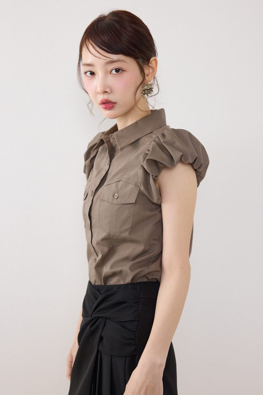 バルーンスリーブポケットブラウス KHA FREE