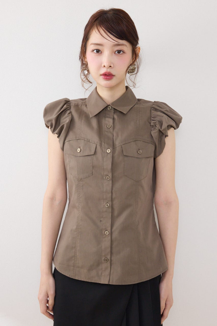 バルーンスリーブポケットブラウス KHA FREE