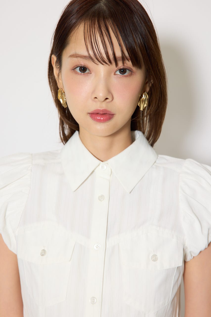 バルーンスリーブポケットブラウス WHT FREE