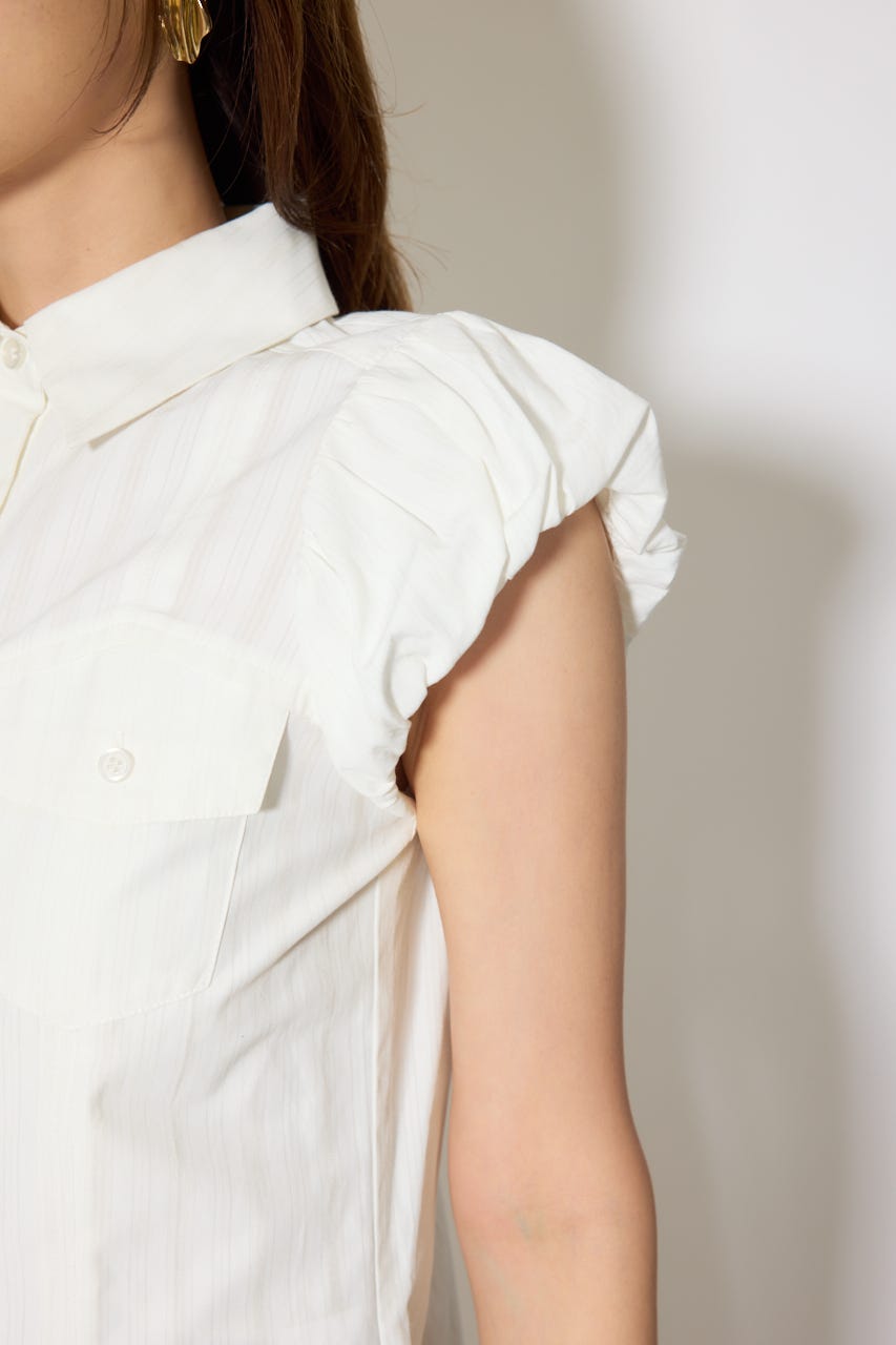 バルーンスリーブポケットブラウス WHT FREE