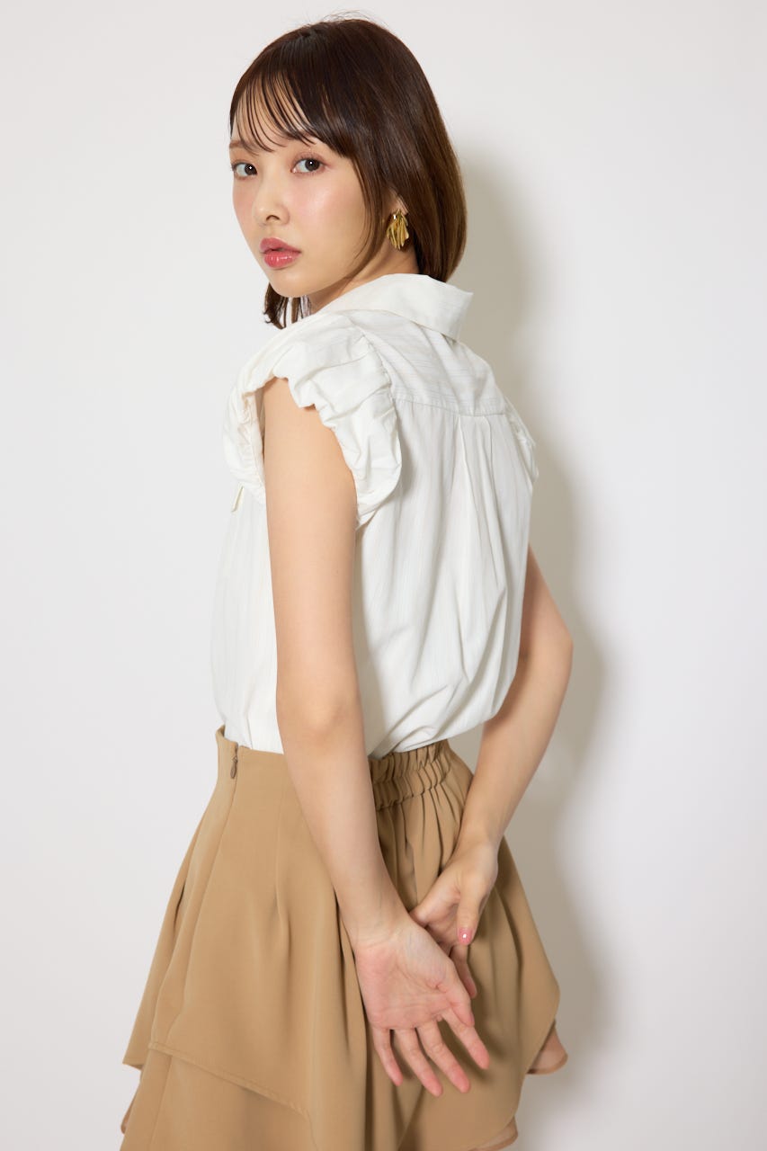 バルーンスリーブポケットブラウス WHT FREE