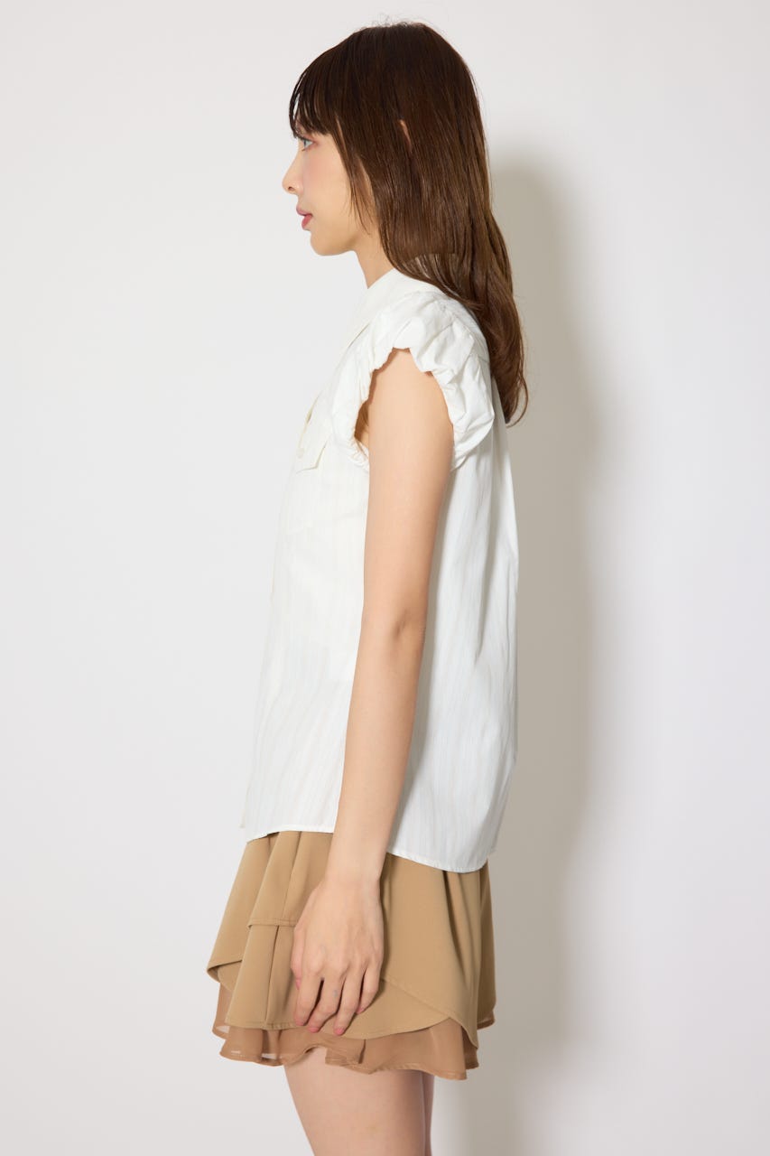 バルーンスリーブポケットブラウス WHT FREE