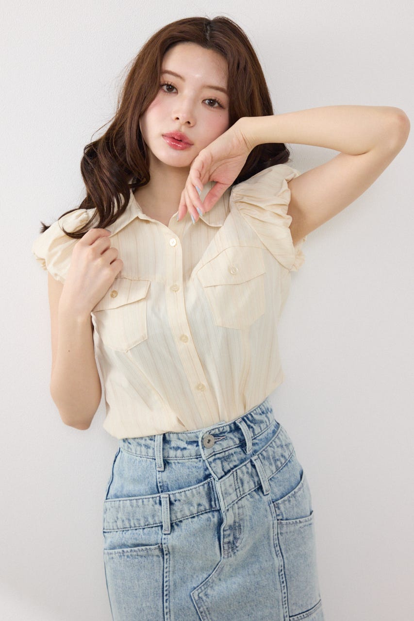 バルーンスリーブポケットブラウス YEL FREE